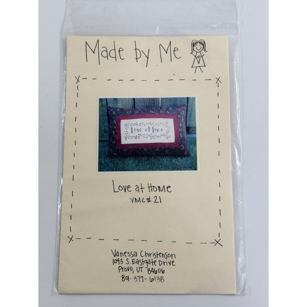 Made by Me Love at Home Pattern Unisex OS Tan Embroidery Pillow YMC# 21 2004